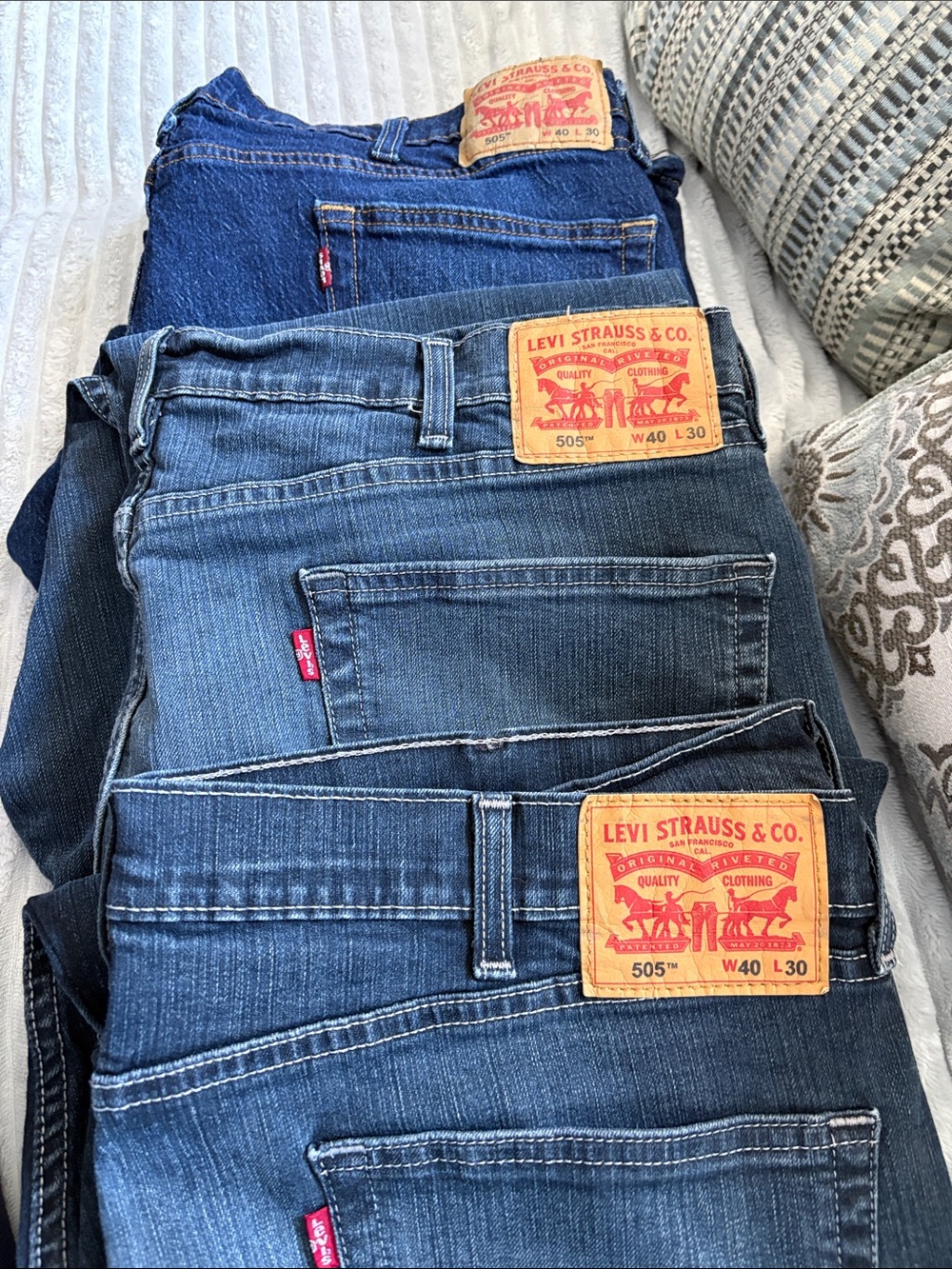 Levi's 505 Men's Dark Indigo Straight Jeans Pack 3 for $32 or $12 ea.